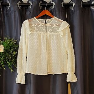 Bleuh Ciel, White Shirt, Size Small